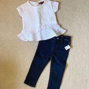 NEW 7 For All Man Kind White Eyelet Top and Jeans